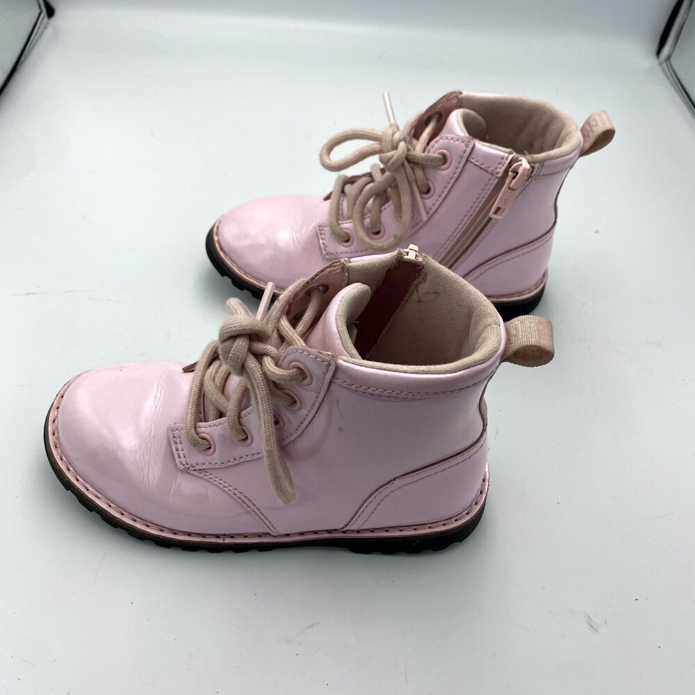 UGG Ryann 1153522T Kids US 12 Boots Blush Patent Leather Side Zip Winter Boots
